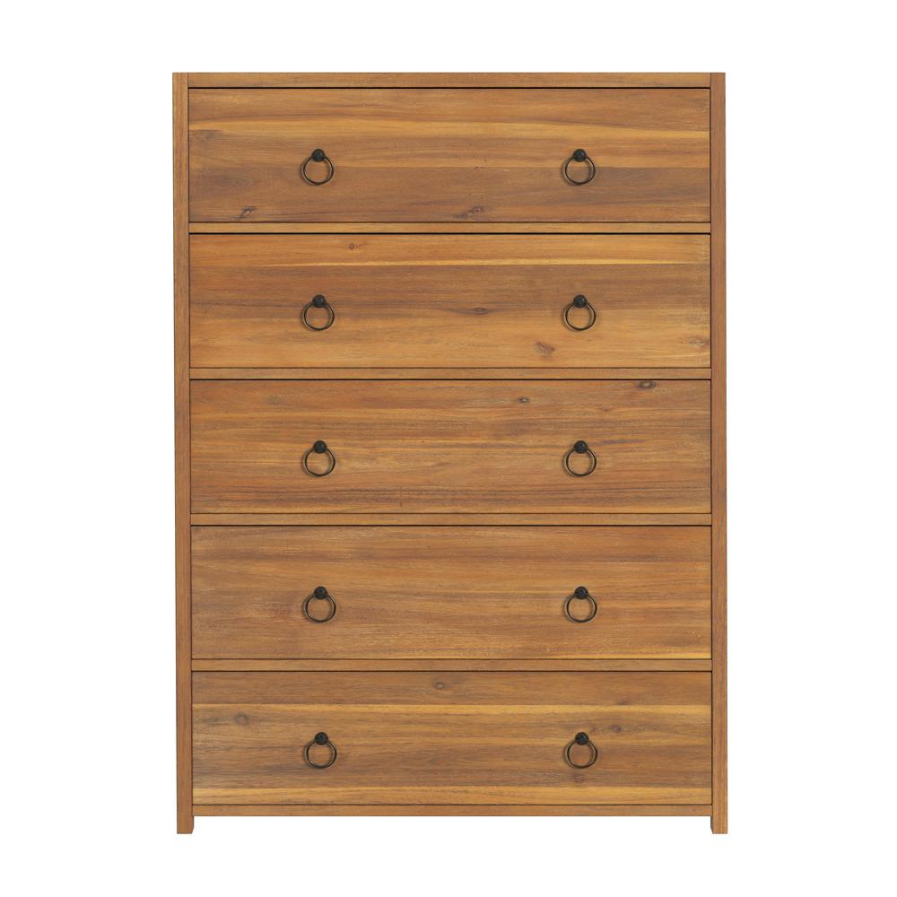 Lark 5 Drawer Dresser, Light Brown. Picture 2