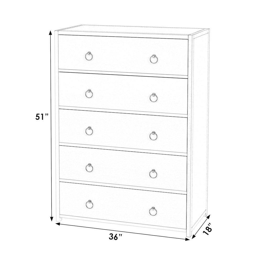 Lark 36 in. W Wood 5 Drawer Dresser/Chest of Drawers, Black. Picture 3
