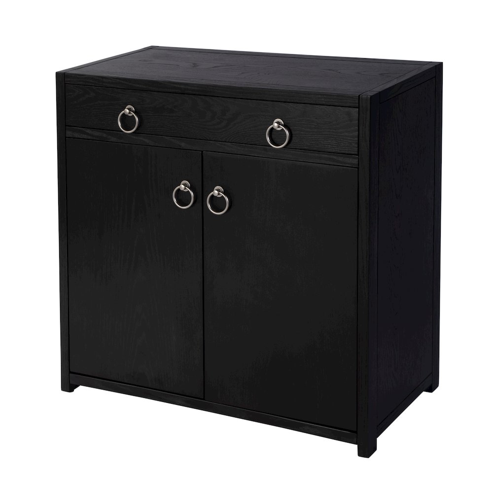 Lark 31 in. W Rectangular Wood Accent Storage Cabinet, Black. Picture 1