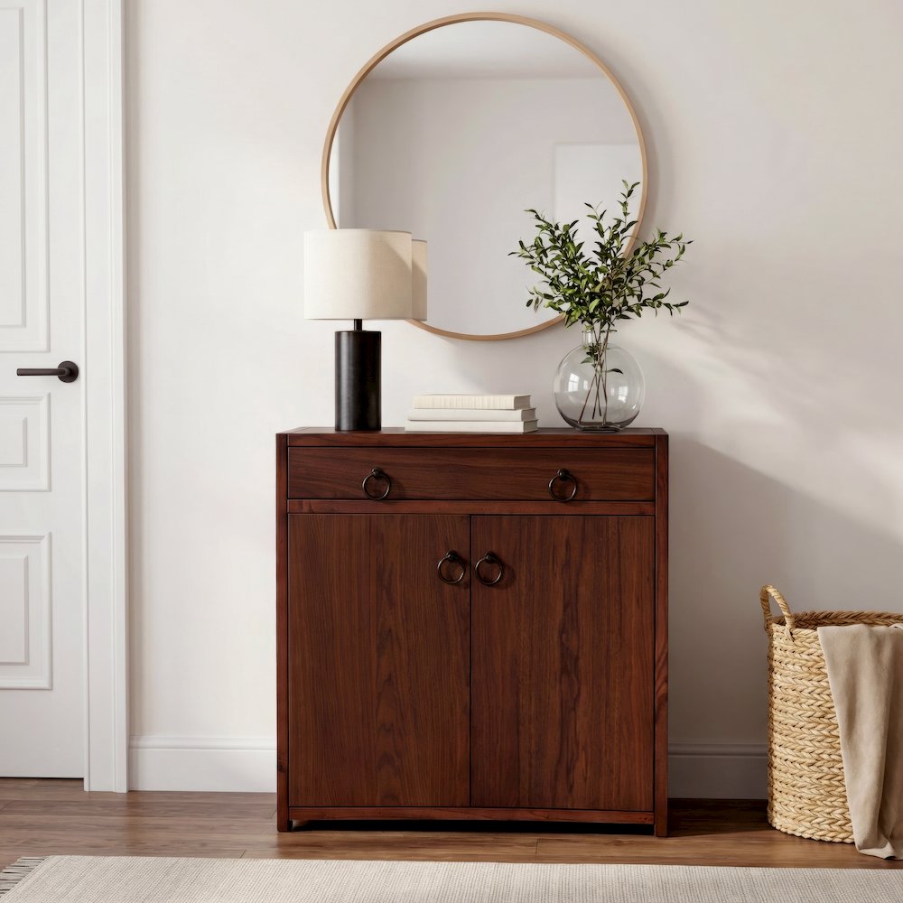 Lark 31 in. W Rectangular Wood Accent Storage Cabinet, Medium Brown. Picture 2