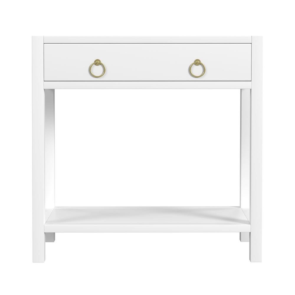 Wide White Nightstand with Drawer – 30 Inch Wood Nightstand for Bedroom. Picture 4
