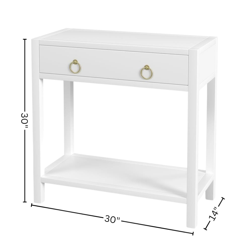 Wide White Nightstand with Drawer – 30 Inch Wood Nightstand for Bedroom. Picture 8
