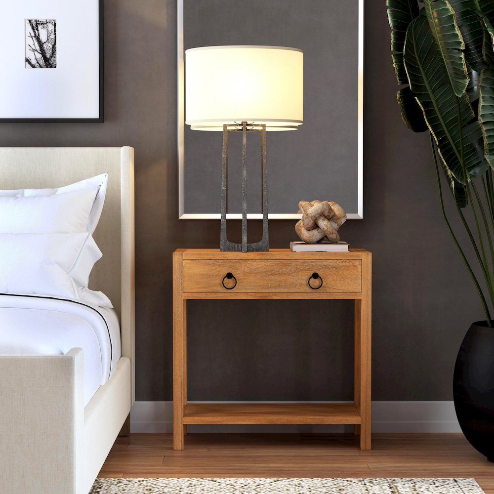 Lark 30" Wood 1-Drawer Nightstand, Light Brown. Picture 7