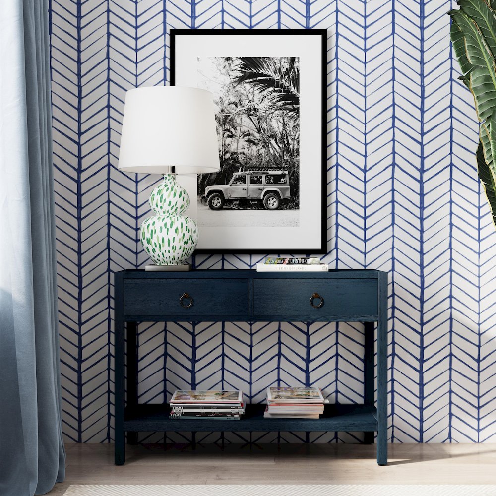 Lark 44"  Wood Console Table, Navy Blue. Picture 2