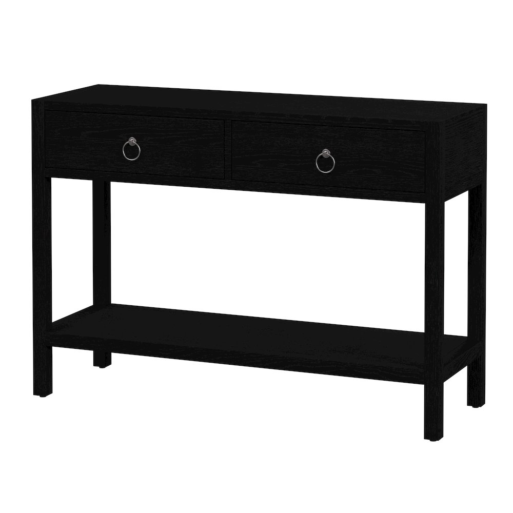 Lark 44 in. W  Rectangular Wood 2 Drawer Console Table, Black. Picture 1