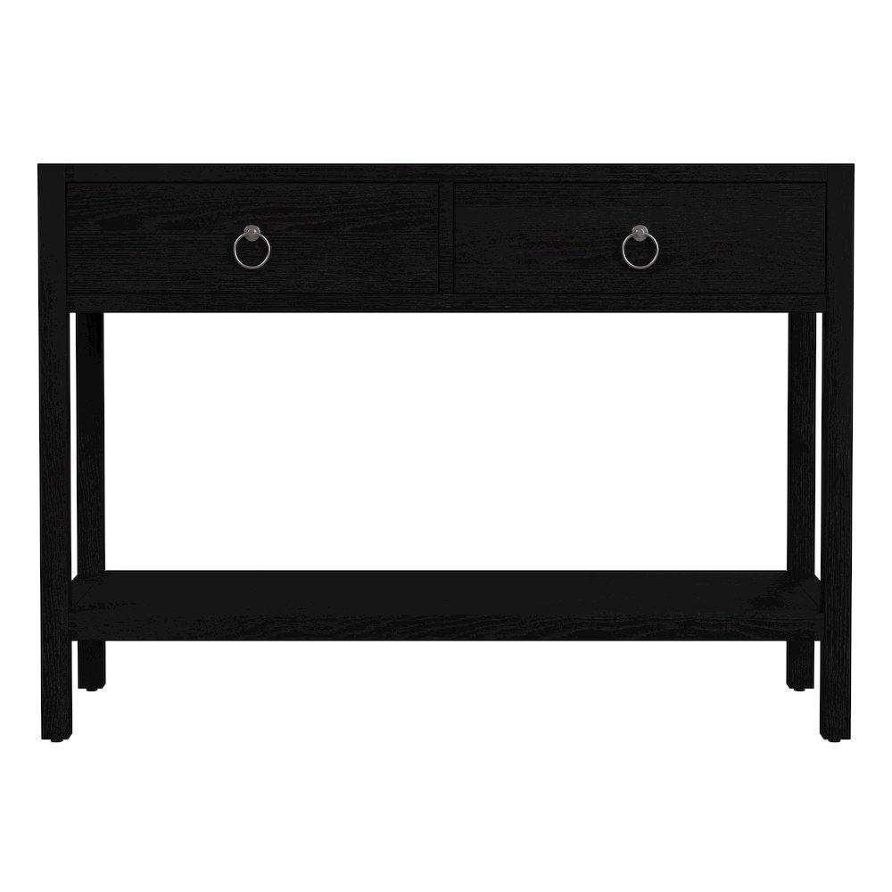 Lark 44 in. W  Rectangular Wood 2 Drawer Console Table, Black. Picture 4