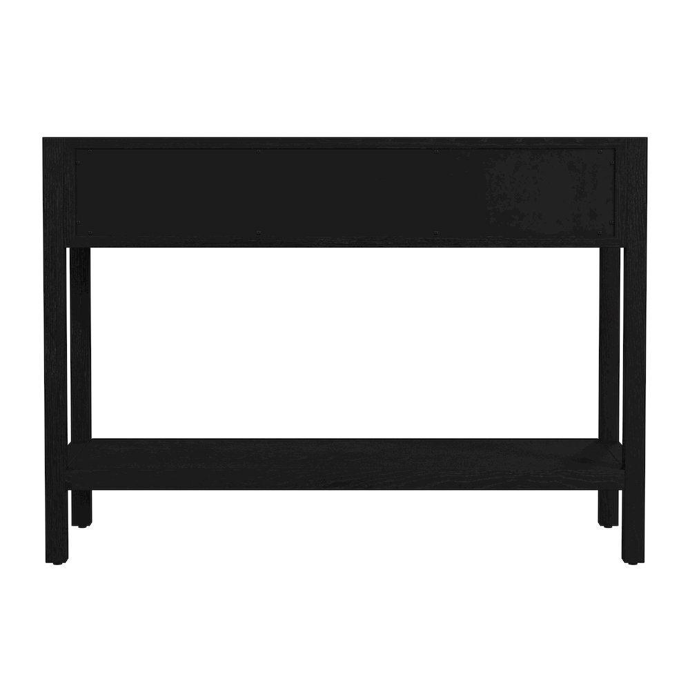 Lark 44 in. W  Rectangular Wood 2 Drawer Console Table, Black. Picture 6