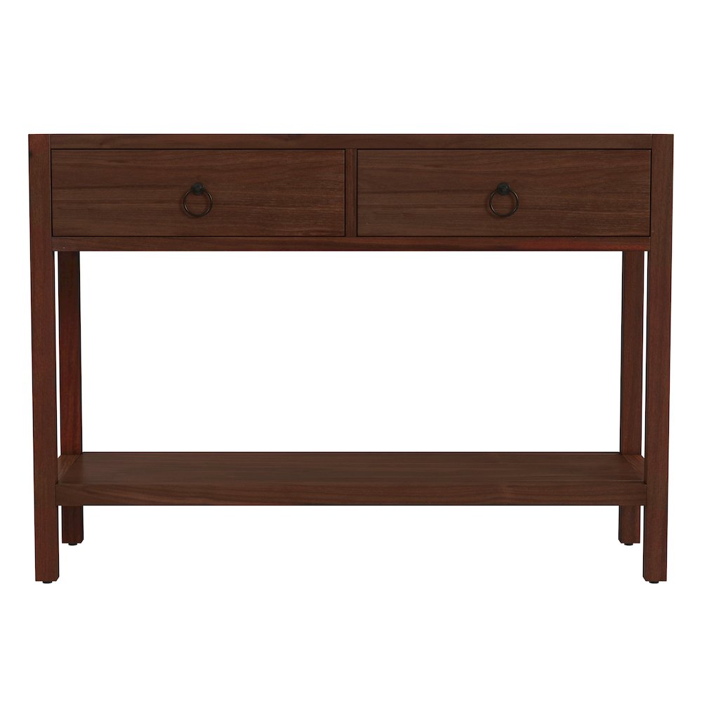 Lark 44 in. W  Rectangular Wood 2 Drawer Console Table, Medium Brown. Picture 4