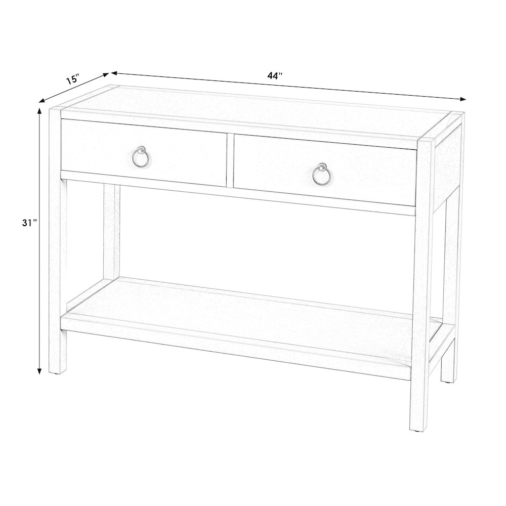 Lark 44 in. W  Rectangular Wood 2 Drawer Console Table, Medium Brown. Picture 3