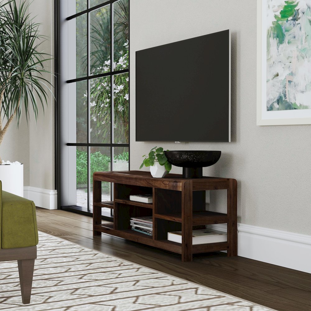 Hanover Walnut 44" TV Stand, Dark Brown. Picture 6