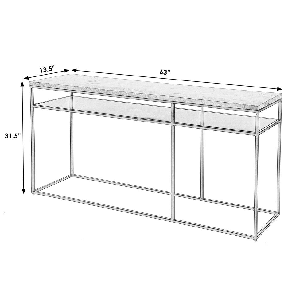 Sutton 63" Iron and Wood Console Table with Storage, Light Brown. Picture 6