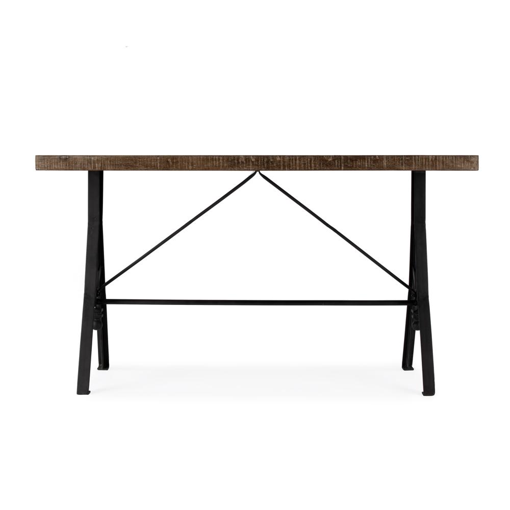 Croyden 56" Wood and Iron Trestle Console Table, Medium Brown. Picture 4
