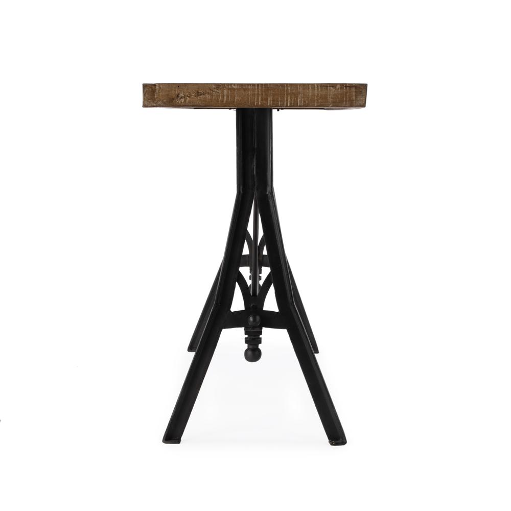 Croyden 56" Wood and Iron Trestle Console Table, Medium Brown. Picture 5