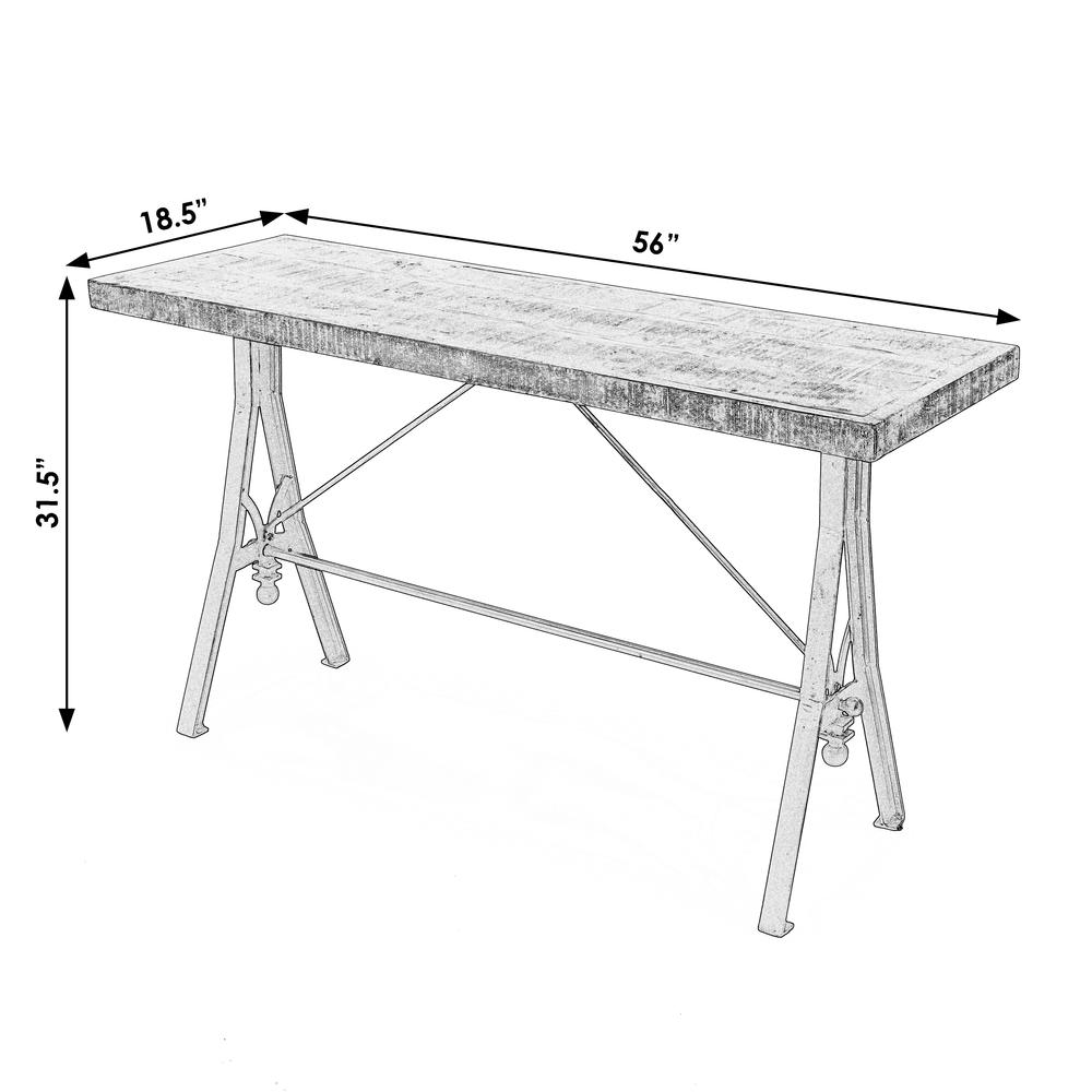 Croyden 56" Wood and Iron Trestle Console Table, Medium Brown. Picture 7