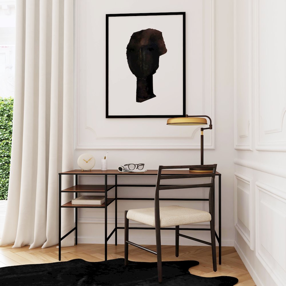 Jensen Iron and Wood Writing Desk, Light Brown. Picture 10