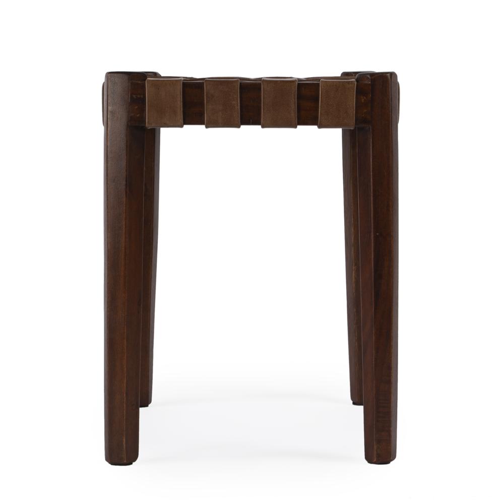 Kerry Leather Woven Stool, Dark Brown. Picture 3
