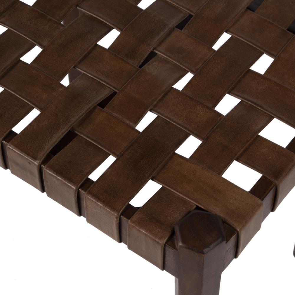 Kerry Leather Woven Stool, Dark Brown. Picture 4