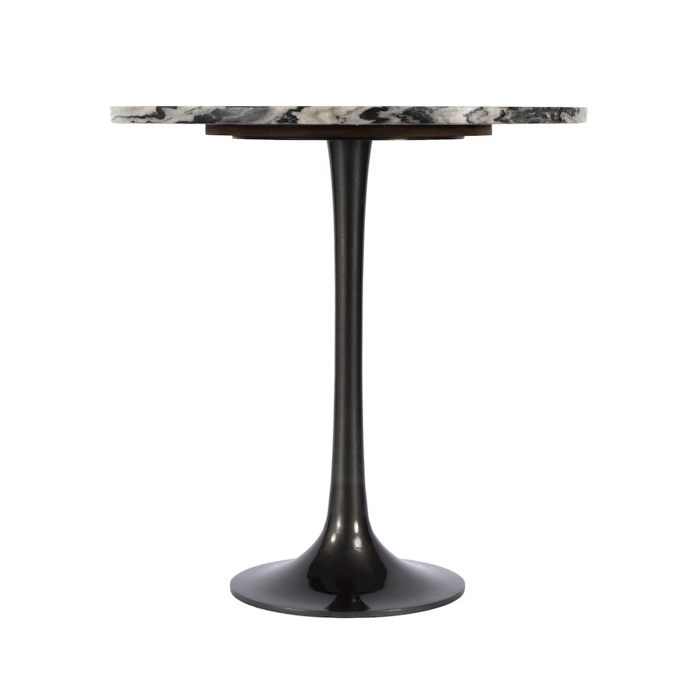 Paxton Round Marble Side Table, Black and White. Picture 2