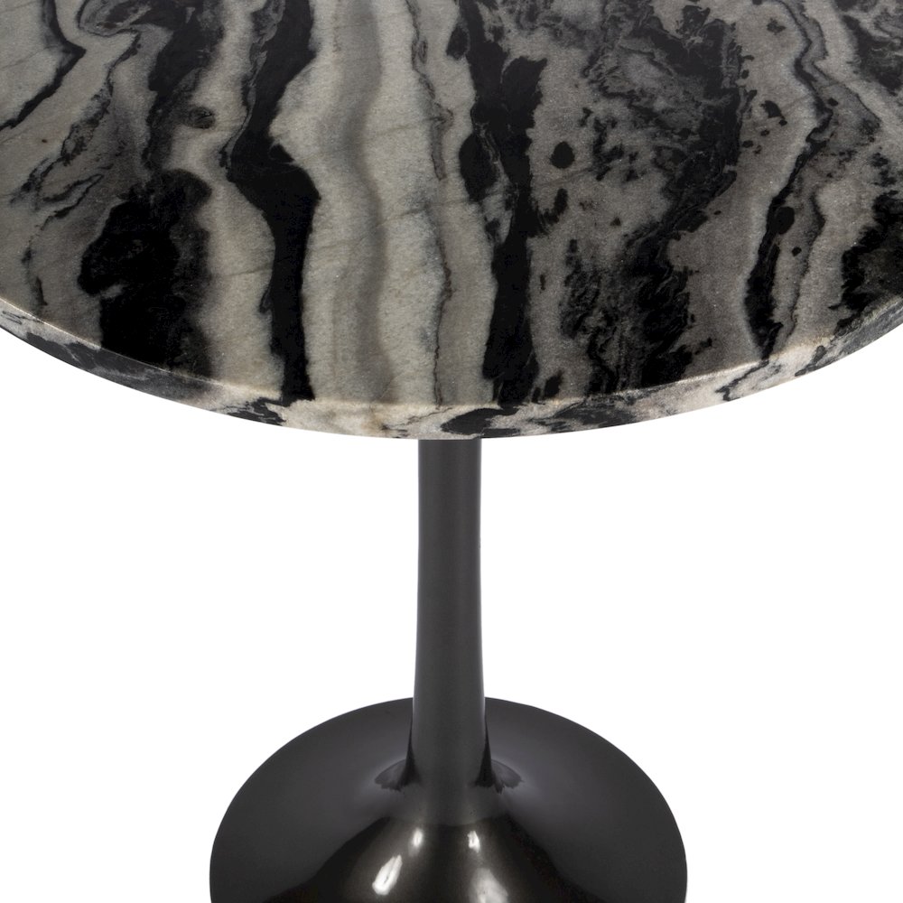 Paxton Round Marble Side Table, Black and White. Picture 3