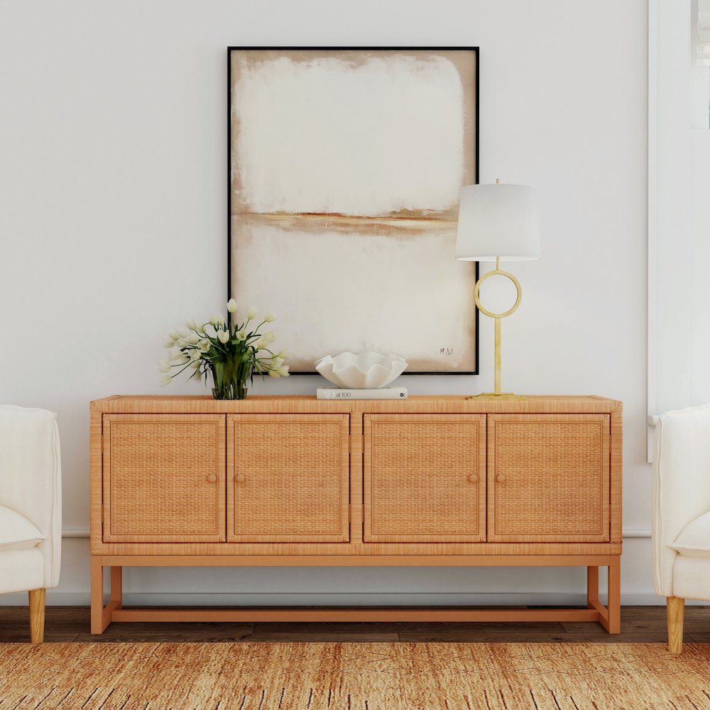 Captiva Rattan 4 Door 76" Sideboard, Natural. Picture 8