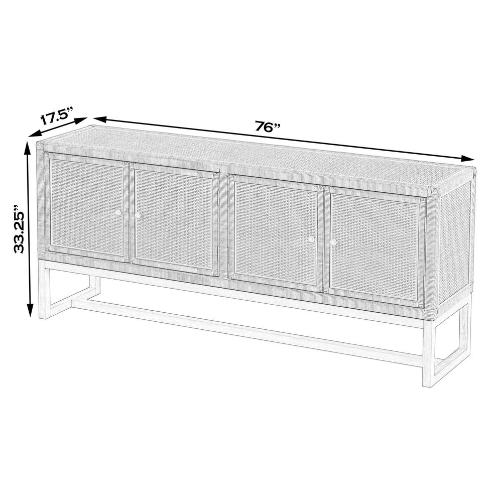 Captiva Rattan 4 Door 76" Sideboard, Natural. Picture 7