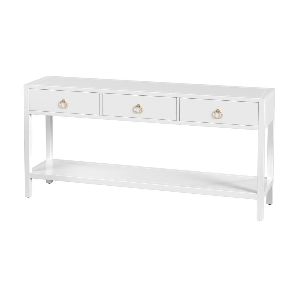 Lark 3 Drawer 65" Console Table, White. Picture 1