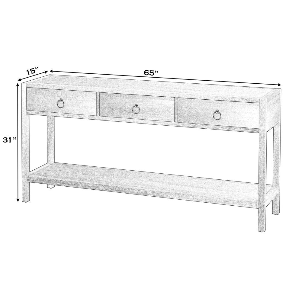 Lark 3 Drawer 65" Console Table, White. Picture 6