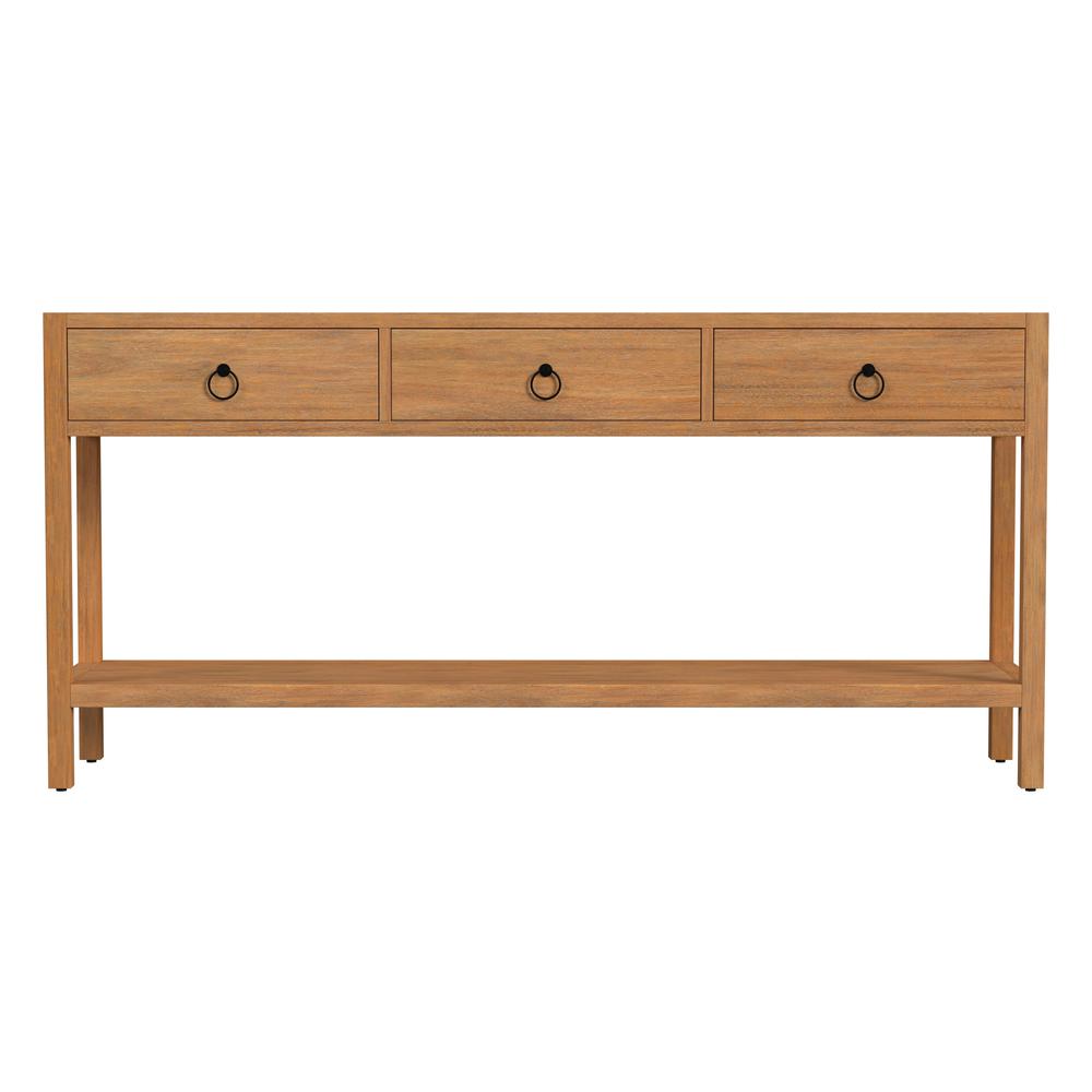 Lark 3 Drawer 65" Console Table, Light Brown. Picture 2