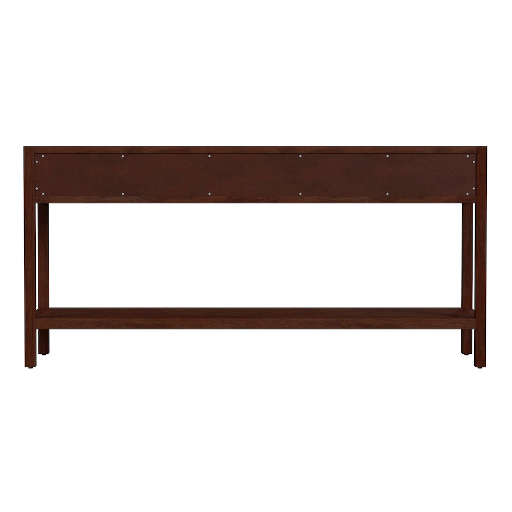 Lark 65 in. W Rectangular Wood 3 Drawer Console Table, Medium Brown. Picture 6