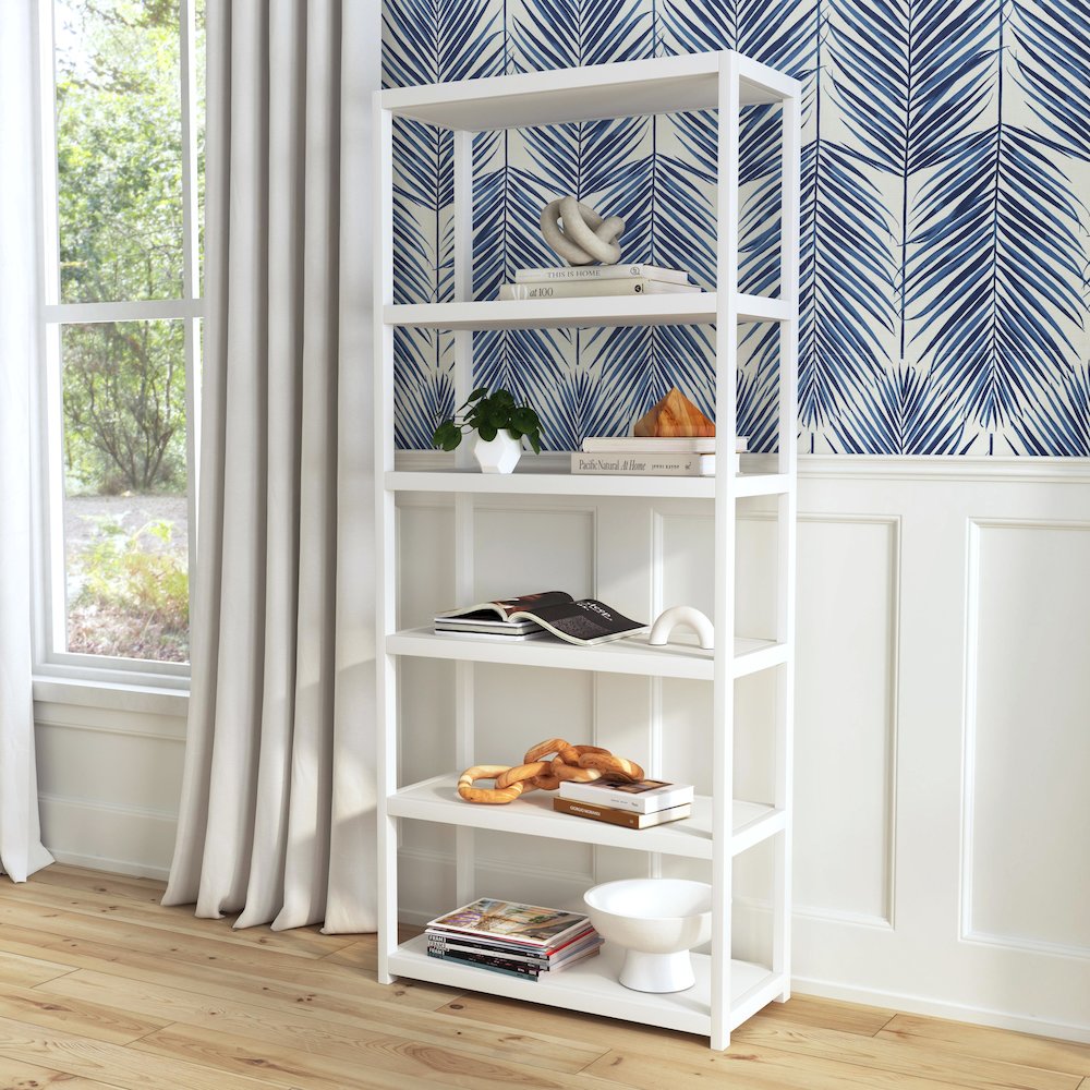 Lark 5 Tier 30Wx75H Etagere Bookcase, White. Picture 6
