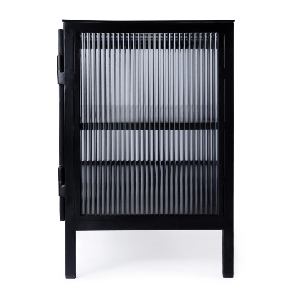 Hoxton Ribbed Glass 2- Door TV Stand, Black. Picture 7