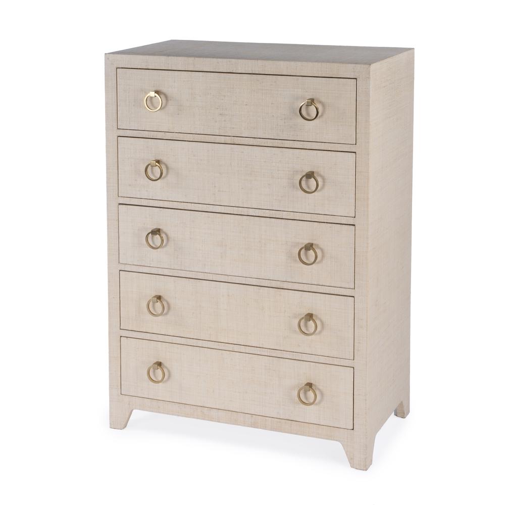 Bar Harbor 5 Drawer Raffia Dresser, Natural. Picture 1