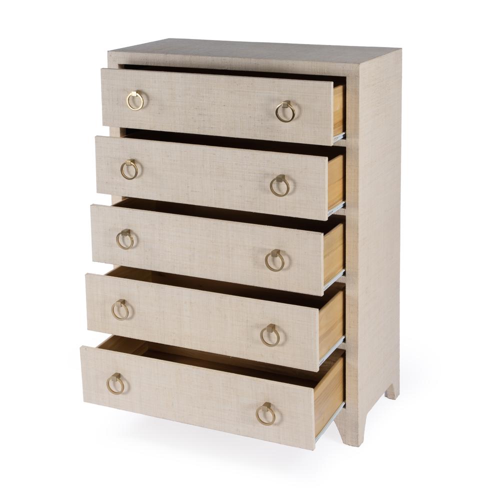 Bar Harbor 5 Drawer Raffia Dresser, Natural. Picture 2