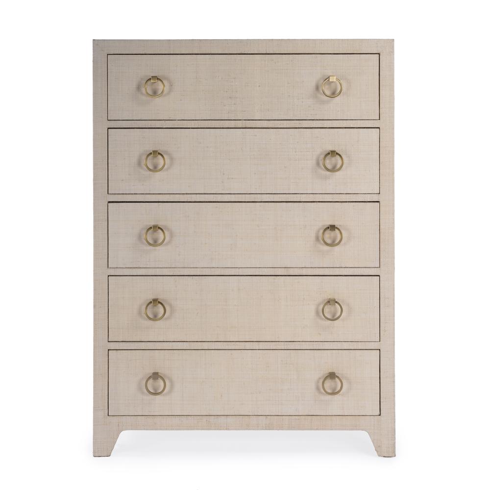 Bar Harbor 5 Drawer Raffia Dresser, Natural. Picture 3