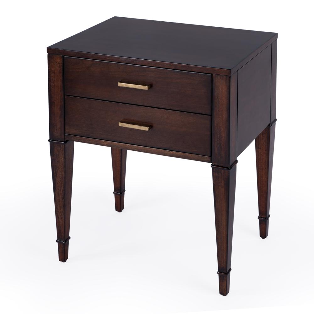 Kai 2 Drawer End Table, Dark Brown. Picture 1