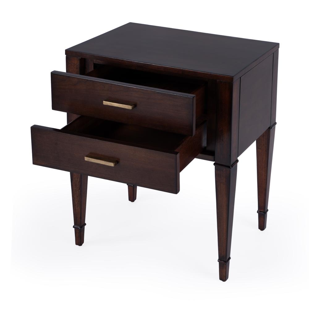Kai 2 Drawer End Table, Dark Brown. Picture 2