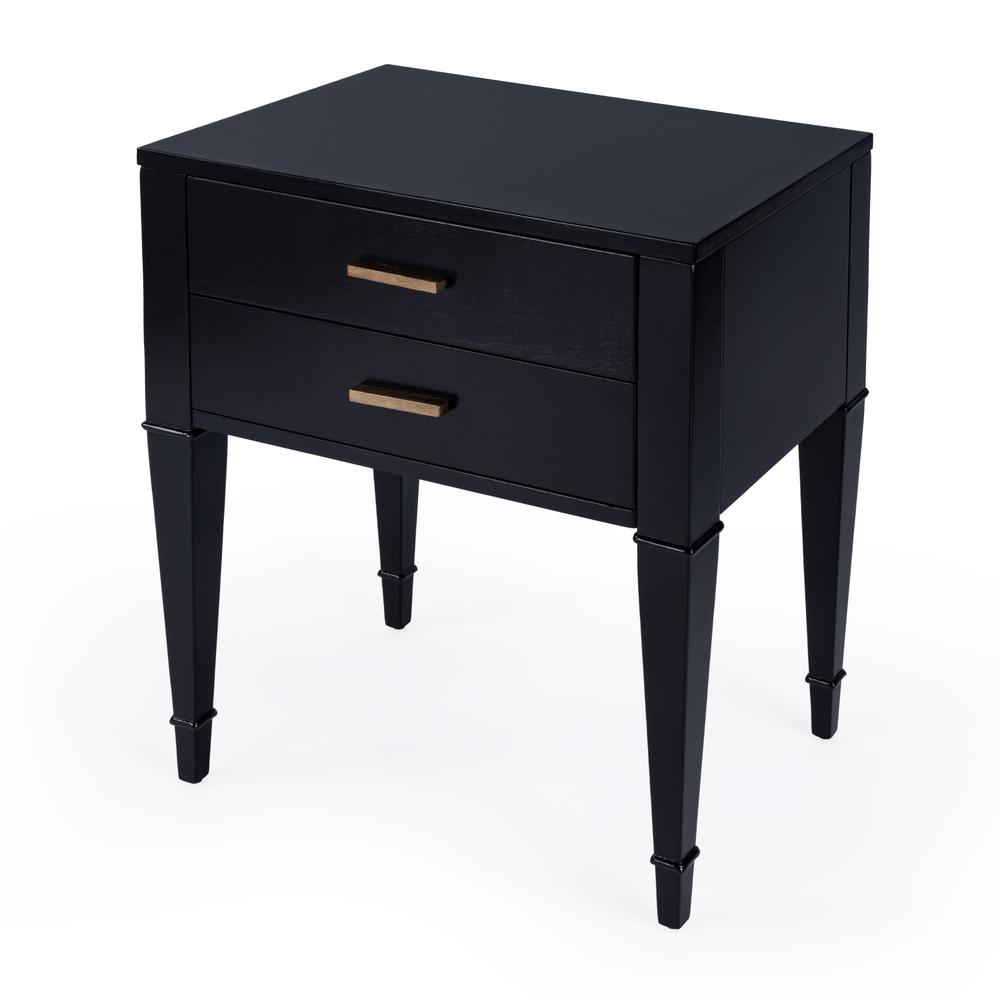 Kai 2 Drawer End Table, Black. Picture 1