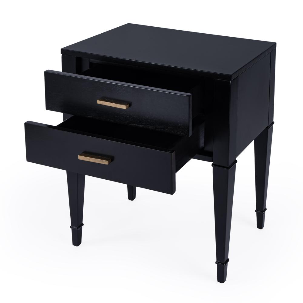 Kai 2 Drawer End Table, Black. Picture 2