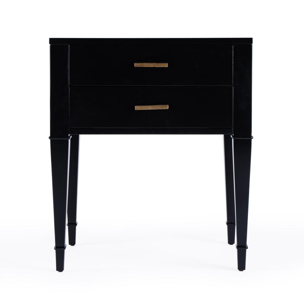 Kai 2 Drawer End Table, Black. Picture 3