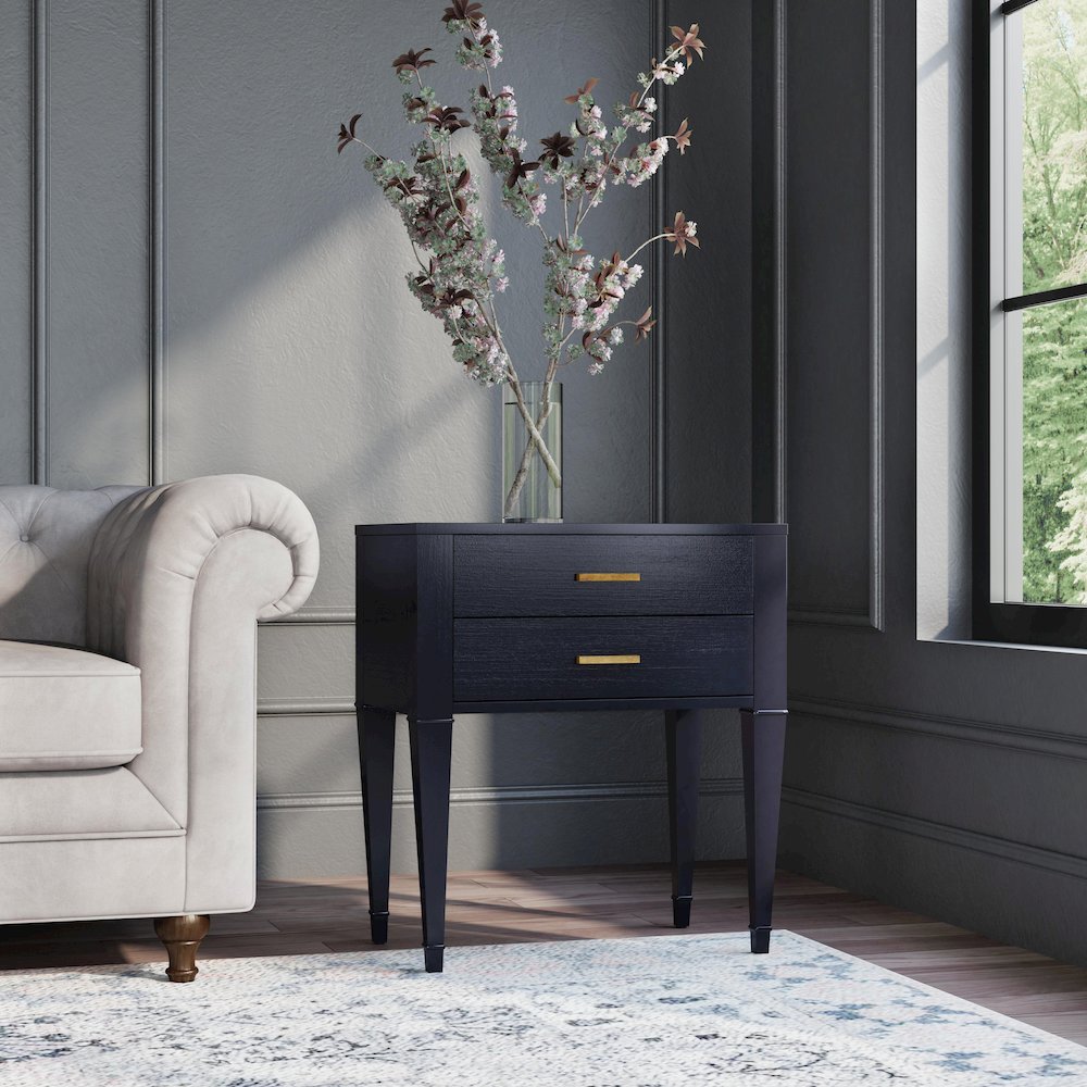 Kai 2 Drawer End Table, Black. Picture 8