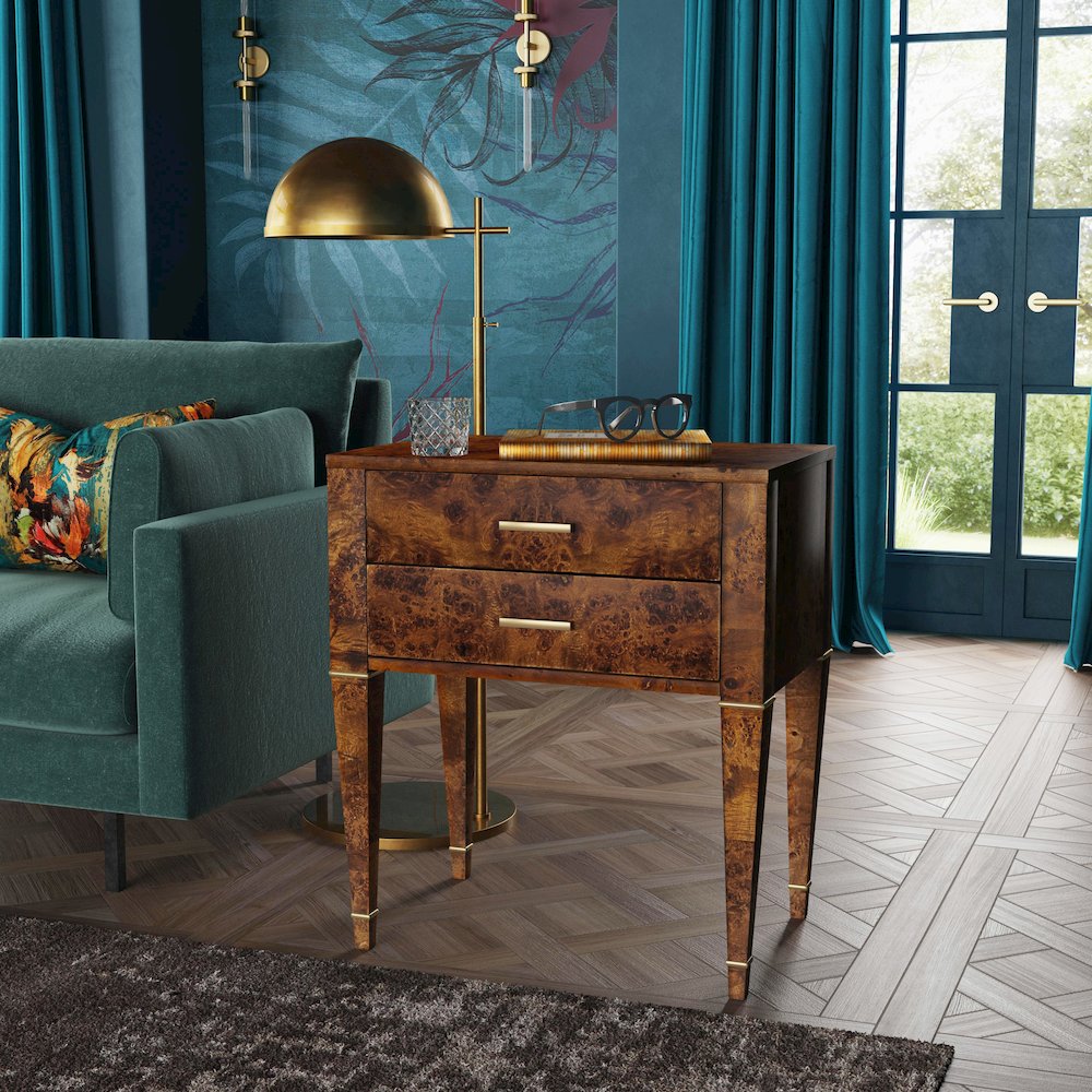 Kai 2 Drawer End Table, Light Brown. Picture 10