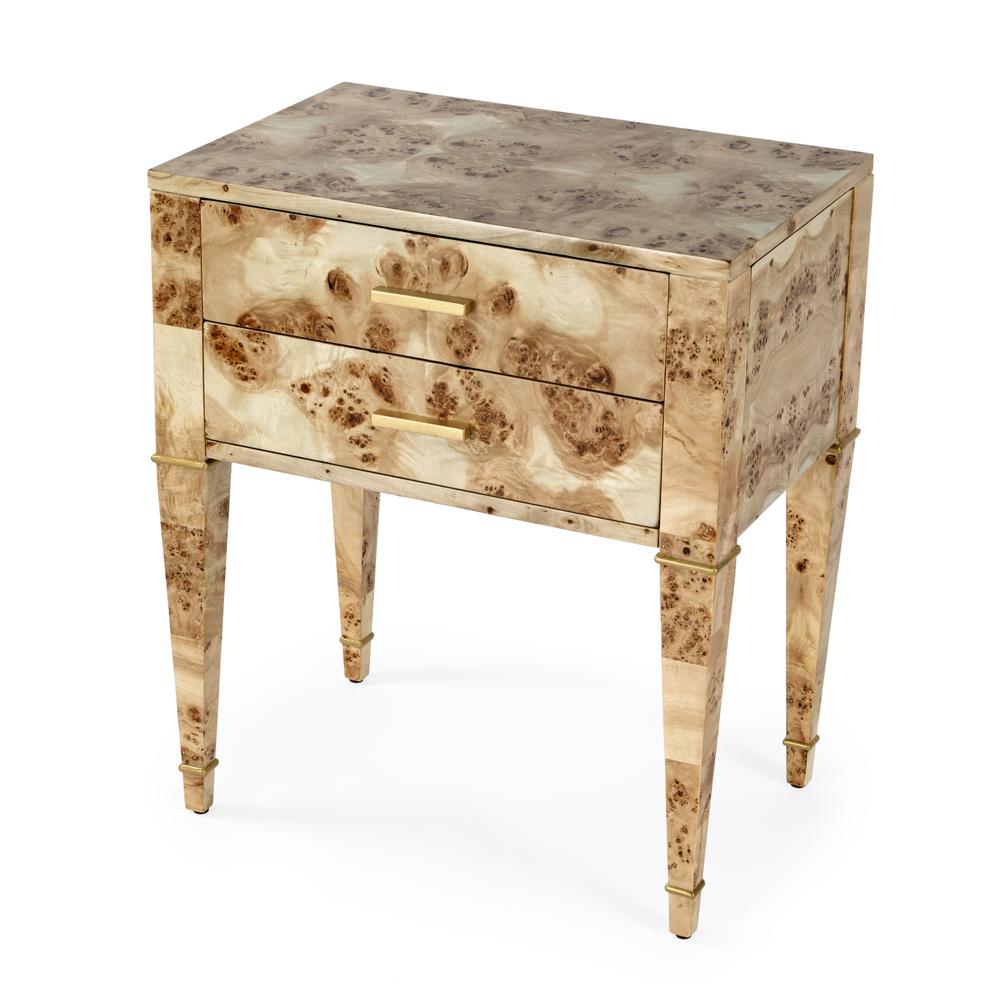 Kai 2 Drawer End Table, Light Brown. Picture 1
