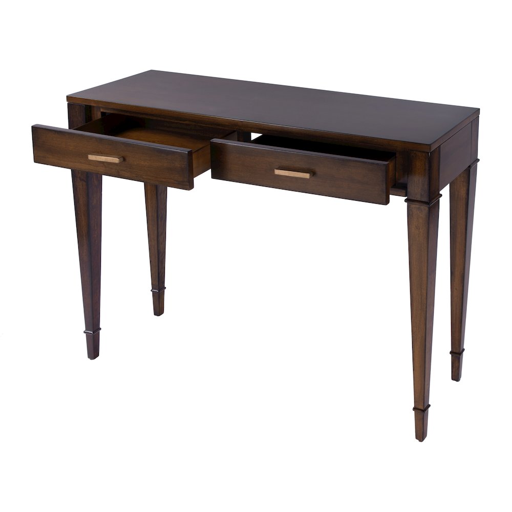 Kai 2 Drawer 45" Wood Console Table, Medium Brown. Picture 3