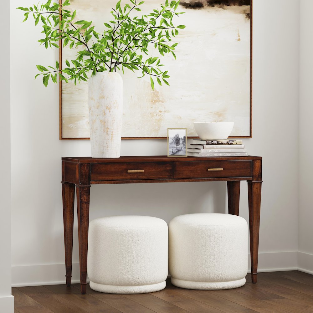 Kai 2 Drawer 45" Wood Console Table, Medium Brown. Picture 2