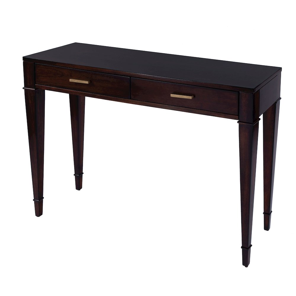 Kai 2 Drawer 45" Wood Console Table, Dark Brown. Picture 1