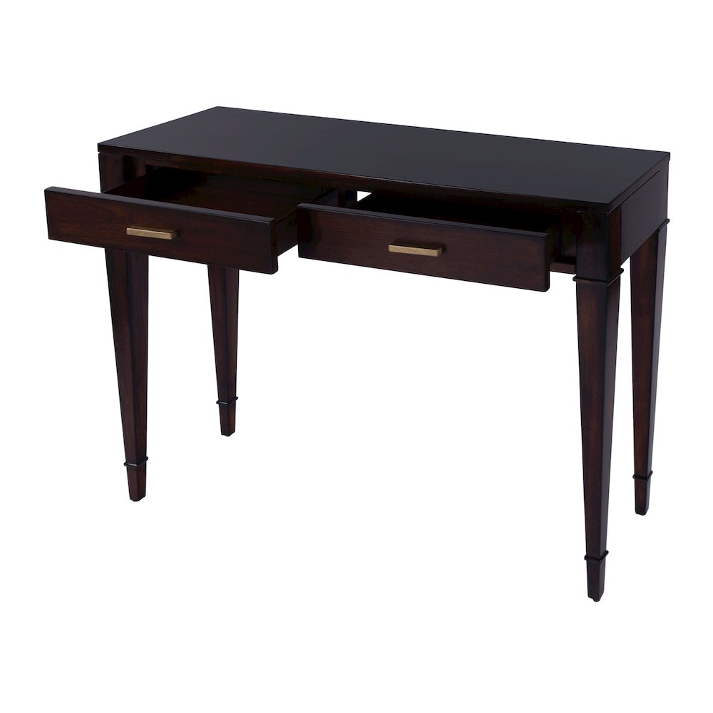 Kai 2 Drawer 45" Wood Console Table, Dark Brown. Picture 3