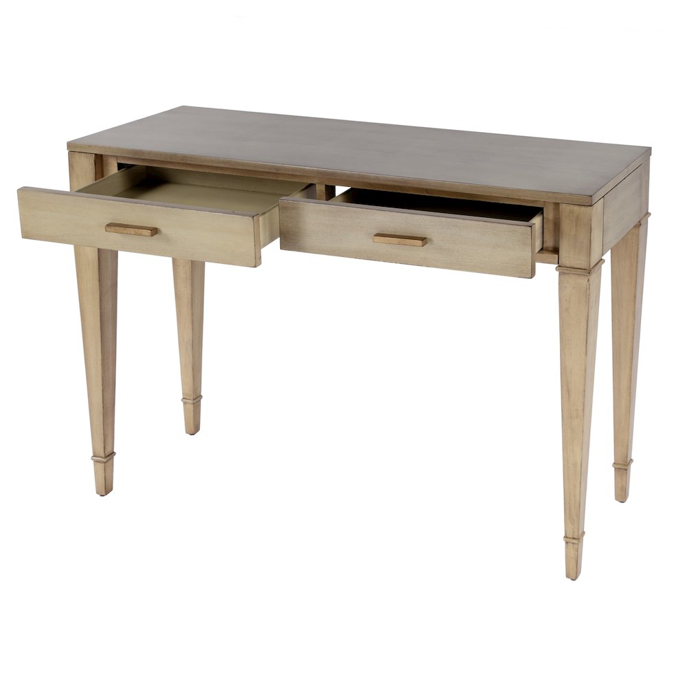 Kai 2 Drawer 45" Wood Console Table, Beige. Picture 3