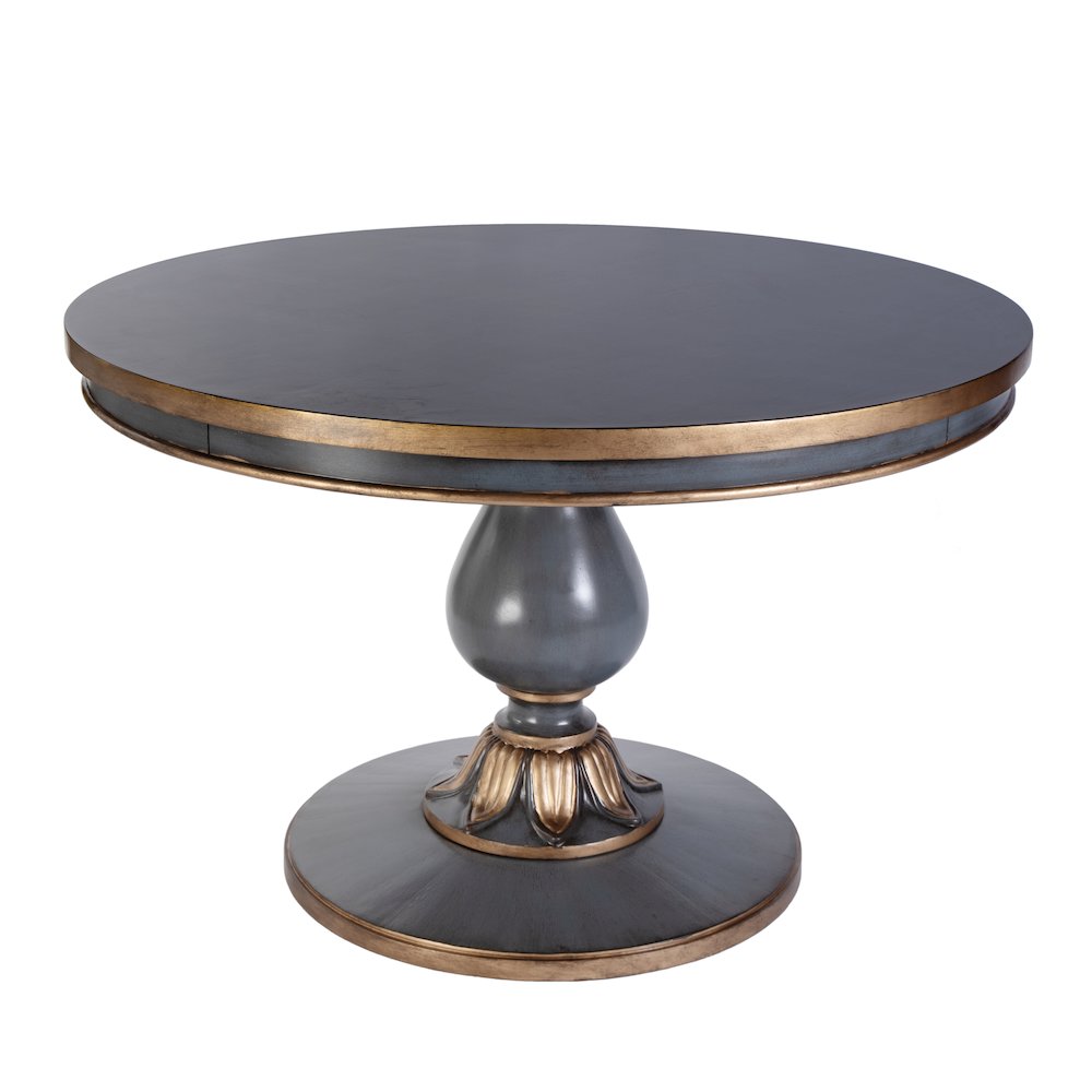 Evie 48 in. W Round Wood Single Pedestal Dining Table, Pastel Blue. Picture 1