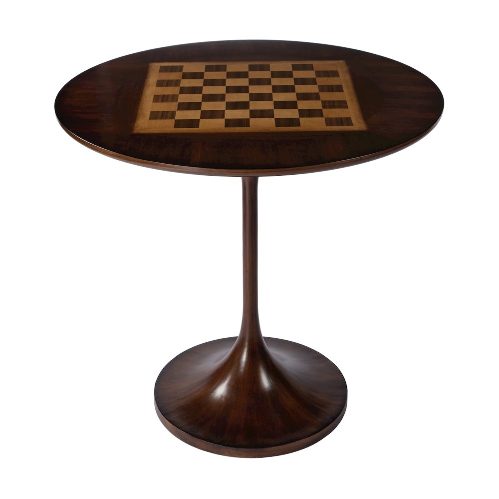 Francis 30" Round Pedestal Game Table, Medium Brown. Picture 1