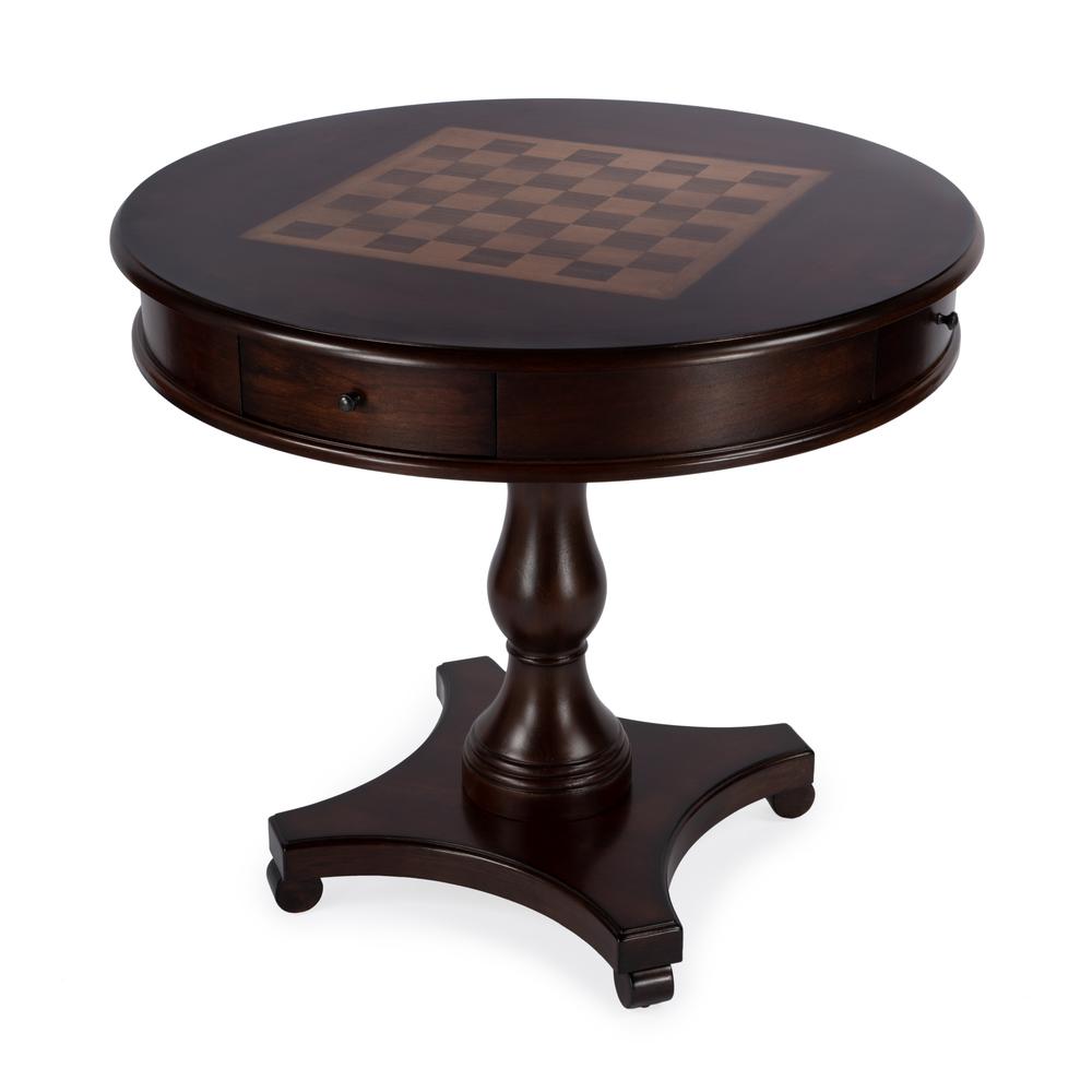Fredrik 34"D Round Game Table, Dark Brown. Picture 1